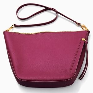 👜 Tote Le Monde Pebbled Leather Shoulder / Crossbody Bag – Burgundy Wine